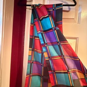 Vibrant Multicolor Plaid Silk Scarf